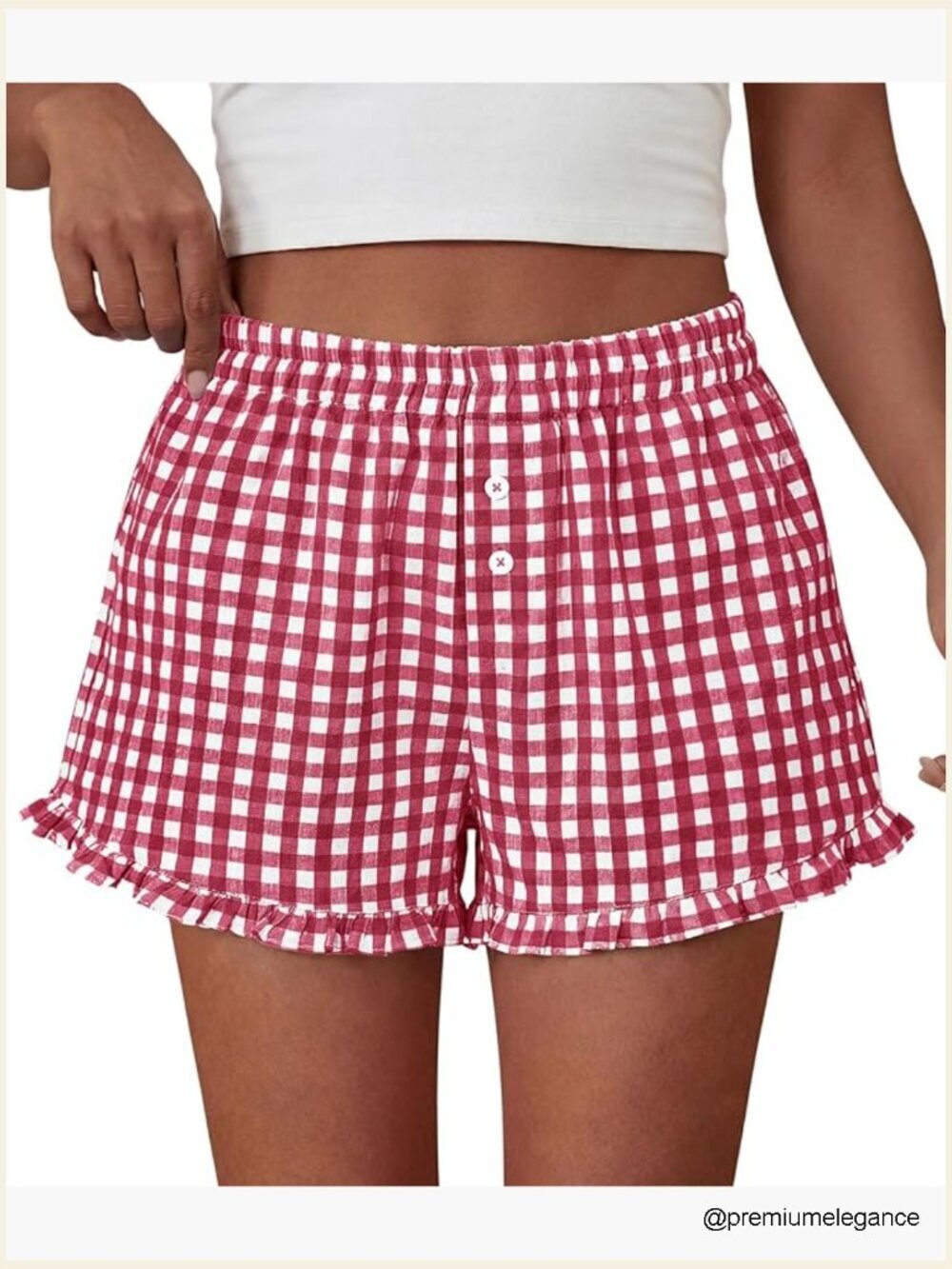 Cotton Boxer Shorts with Pockets Elastic Waist Ruffle Hem Sleep Lounge